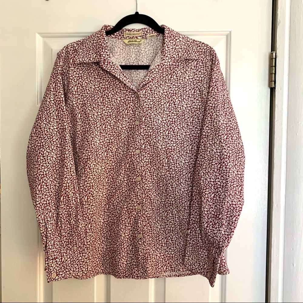 Eddie Bauer Women’s Leaf Print Button Down Blouse